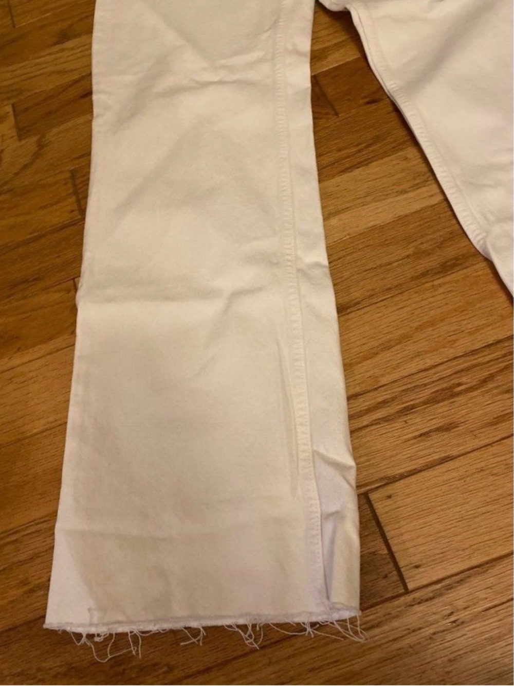 Zara, women’s white cotton high rise straight let frayed hem jeans size 10 - Picture 2 of 9